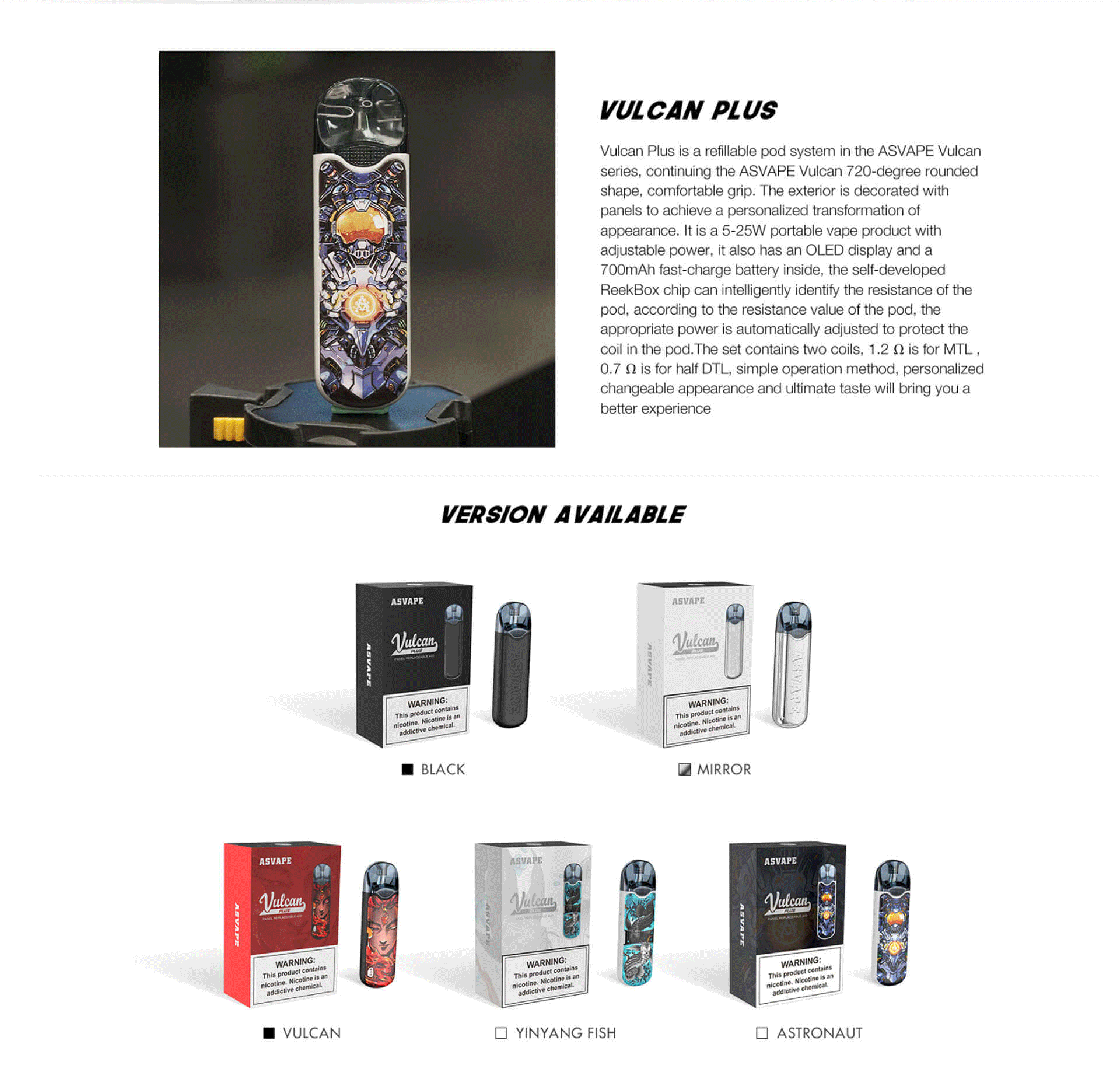 vulcan vape Refillable vape,Vulcan Plus SMok Innokin-asvape